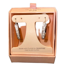 Oultana Silver Plated Hoop Earrings with Swarovski Crystals